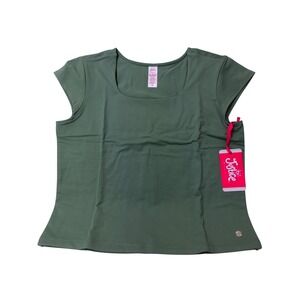 Justice Girls Green Square Neck Cap Sleeve T Shirt Top NWT XL (16/18) #26100